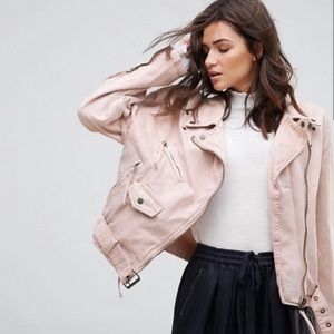 Free people moto jacket pink